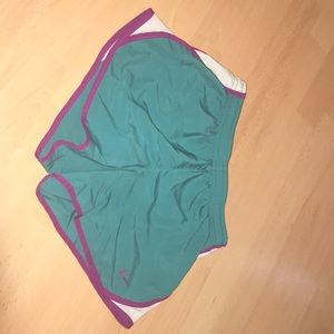 Green and Purple Nike Athletic Shorts